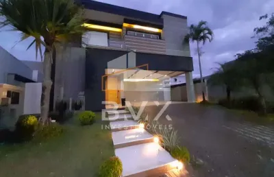 Linda casa sobrado, 395 m² no alphaville nova esplanada, 4 suítes c/ closet, piscina, 6 vagas, projeto moderno e inovador, paisagismo, num ponto alto