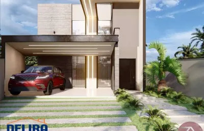 Casa dentro de condomínio fechado de alto padrão com piscina.