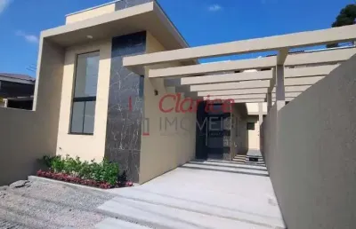 Casa nova à venda em são josé dos pinhais-pr, colonia rio grande com 3 quartos, 1 suíte,15 m².