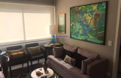 Apartamento mobiliado 40m², 01 dormitório, 01 banheiro e 01 vaga de garagem. cozinha americana, totalmente mobiliado e com móveis planejados.