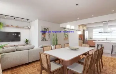 Apartamento 143m², 02 dormitórios (sendo 01 suíte), 02 banheiros e 01 vaga na garagem.  condomínio com segurança, portaria, playground, quadra