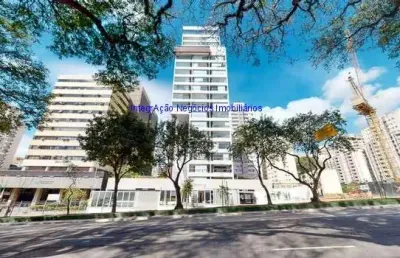 Apartamento studio 43m² mobiliado, 01 dormitório, 01 banheiro e 01 vaga na garagem.  condomínio com portaria, segurança, piscina, academia