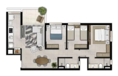 Apartamento 3 quartos sendo 1 suíte para venda no bairro centro em torres