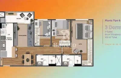 Apartamento com 3 dormitórios à venda, 64 m² por r$ 530.000,00 - igapó - londrina/pr