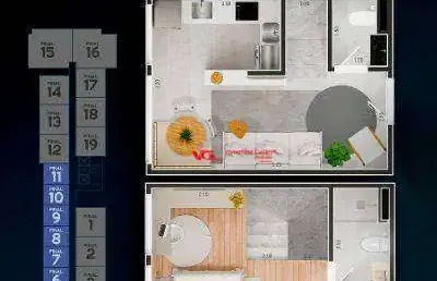 Apartamento duplex com 2 dormitórios à venda, 48 m² por r$ 495.050,86 - jardim são conrado - indaiatuba/sp