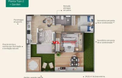 Oportunidade!! apartamento garden com 2 dormitórios à venda, 82 m² por r$ 395.000 - viva parque residencial - indaiatuba/sp