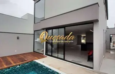 Sobrado novo, à venda, 3 suítes, piscina, condomínio gran reserve, indaiatuba.