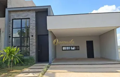 Casa térrea nova, à venda, 3 suítes, escritório, planejados, piscina, condomínio piemonte, indaiatuba.
