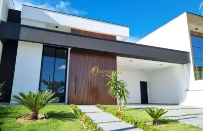 Casa térrea nova, à venda, 3 suítes, piscina, escritório, condomínio laguna, indaiatuba.