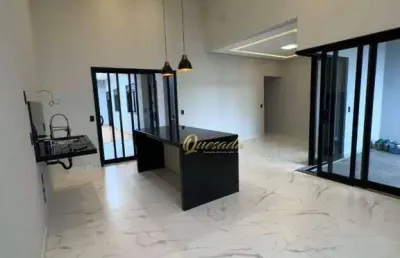 Casa térrea nova, à venda, 3 quartos, 1 suíte, quintal, condomínio gran reserve, indaiatuba.