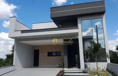 Casa assobradada nova à venda, 4 suítes, piscina, planejados, condomínio gran reserve, indaiatuba.