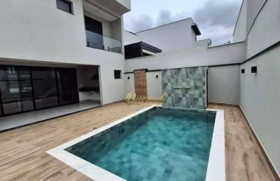Sobrado novo à venda, 3 suítes, piscina, condomínio jardins di roma, indaiatuba.