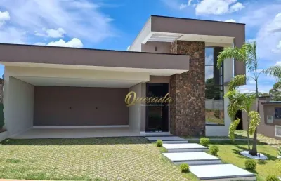 Casa térrea nova à venda, 3 suítes, piscina, escritório, condomínio vila sapezal, indaiatuba.