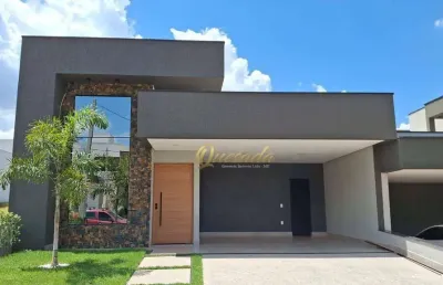 Casa térrea nova, à venda, 3 suítes, piscina, planejados, condomínio piemonte, indaiatuba.