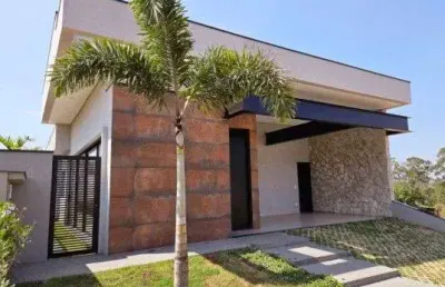 Casa térrea nova, à venda, 3 suítes, piscina, escritório, condomínio vila sapezal, indaiatuba.