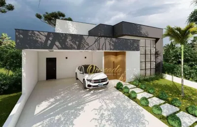 Casa térrea em construção, à venda, 3 suítes, piscina, planejados, condomínio maria cândida, indaiatuba.