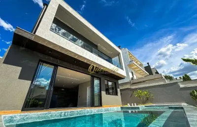 Sobrado novo, à venda, 3 suítes, piscina, condomínio vila paradiso, indaiatuba.