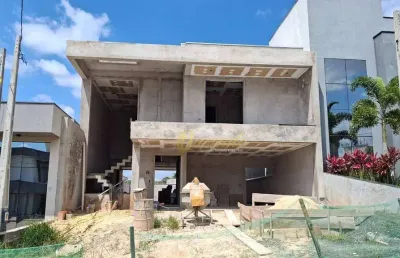 Sobrado em construção à venda, 3 suítes, piscina, escritório, condomínio jardins di roma, indaiatuba.