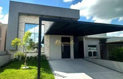 Casa térrea nova, à venda, 3 suítes, planejados, piscina, condomínio mantova, indaiatuba.