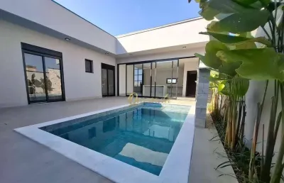 Casa térrea nova à venda, 3 suítes, planejados, piscina, condomínio dona maria cândida, indaiatuba.
