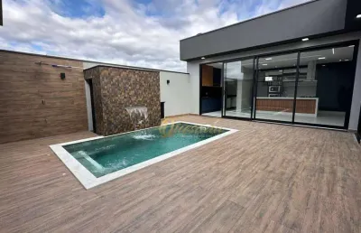 Casa térrea nova, à venda, 3 suítes, planejados, piscina, escritório, condomínio maria cândida, indaiatuba.