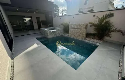 Casa térrea nova à venda, 3 suítes, escritório, piscina, planejados, condomínio london park, indaiatuba.
