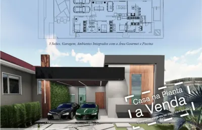 Maravilhosa casa térrea - condominio verana. obra em construção- contem: sala ampla p/estar e visita - cozinha integrada - espaço gourmet - 3 suites - closet - lavabo - banheiro social e banheiro na p