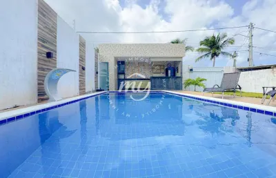 Barra do jacuípe| casa com 90m²| 3 dormitorios sendo 2 suites| piscina| area gourmet