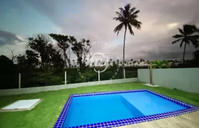 Barra de jacuípe| parque do jacuípe| casa vista mar 170m²| 3 suites| area gourmet| piscina| churrasqueira