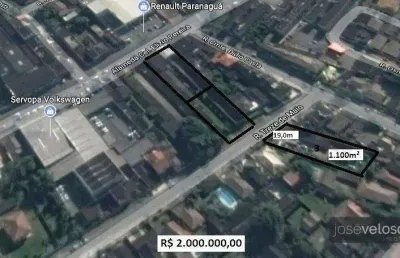 1 lote com 1.100m² totais com excelente potencial construtivo atrás da servopa volkswagen paranaguá, á venda – josé veloso imóve