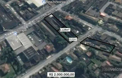 1 lote com 1.125m² totais com excelente potencial construtivo atrás da servopa volkswagen paranaguá, á venda – j. veloso imóveis