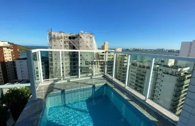 Cobertura com 5 quartos, piscina e 4 vagas a venda na praia do morro, guarapari/es.