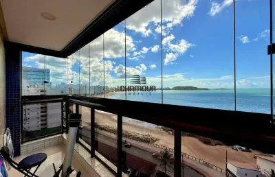 Apartamento à venda de frente para a praia, 3 quartos, 1 suíte, 2 vagas, muquiçaba - guarapari/es