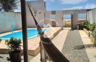 Casa com piscina à beira da praia com 3 quartos povoado jatobá em barra dos coqueiros