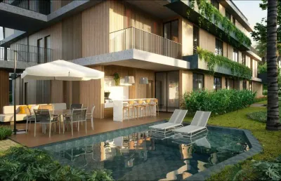 Apartamento terreo com piscina privativa 4 quartos, 3 suites, 2 vagas -praia dos carneiros tamandaré/pe