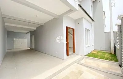 Sobrado novo 3 dormitórios, 1 suíte, 2 vagas de garagem, sala estar lareira, churrasqueira, pátio, sacada, água quente, são josé/canoas. financia