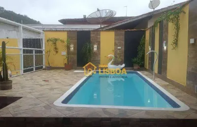 Casa com 4 dormitórios à venda por r$ 600.000,00 - praia do sapê - ubatuba/sp