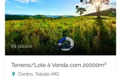 Terreno à venda, 20000 m² por r$ 310.000 - toledo - toledo/minas gerais