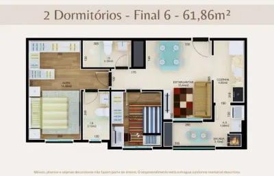Apartamento 2 dormitórios sacada com churrasqueira no ecoville