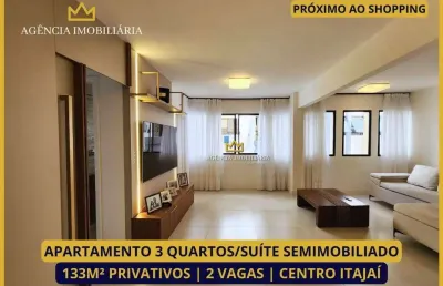 Apartamento semimobiliado  3 quartos/suíte | 133m² |  2 vagas , centro de itajaí/sc