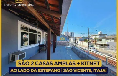 2 casas amplas + sala comercial ao lado da estefnao josé vanolli, são vicente itajaí/sc