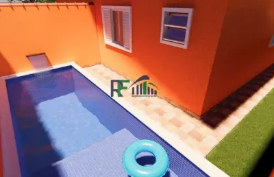 Casa 2 dormitorios com piscina nova bairro bopiranga - itanhaém -sp