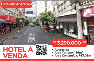 Hotel com 21 dormitórios à venda, 743 m² por r$ 3.290.000 - centro - aparecida/sp