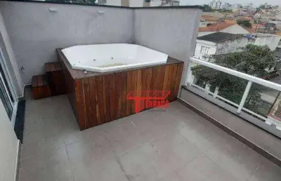 Cobertura com 3 dormitórios, 124 m² - venda por r$ 750.000 ou aluguel por r$ 4.000/mês - vila scarpelli - santo andré/sp