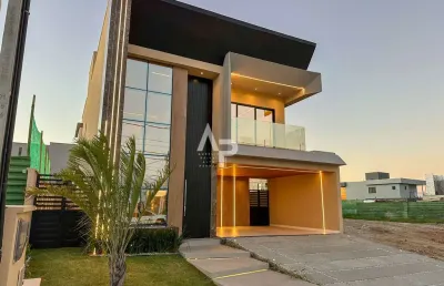 Casa duplex nova à venda 240m2 com 4 suítes e deck com piscina no bairro cidade alpha - eusébio/ce