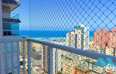Apartamento com 2 quartos, vista para o mar, na guilhermina em praia grande