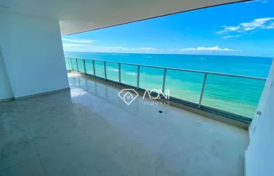 Cobertura frente mar com 3 suítes e 4 vagas de garagem .