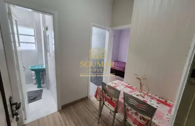 Kitnet c/ divisórias, vista mar c/ garagem na pompéia, santos/sp