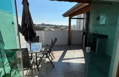 Cobertura com 2 dormitórios 2 vagas à venda, 100 m² por r$ 440.000 - parque erasmo assunção - santo andré/sp