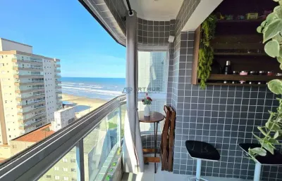 Apartamento à venda em praia grande - 2 dorm,  mobiliado e vista mar definitiva